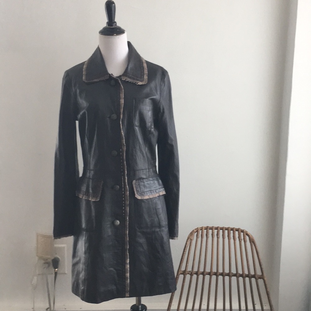 VTG Alexander Julian wool tweed trim brown coat